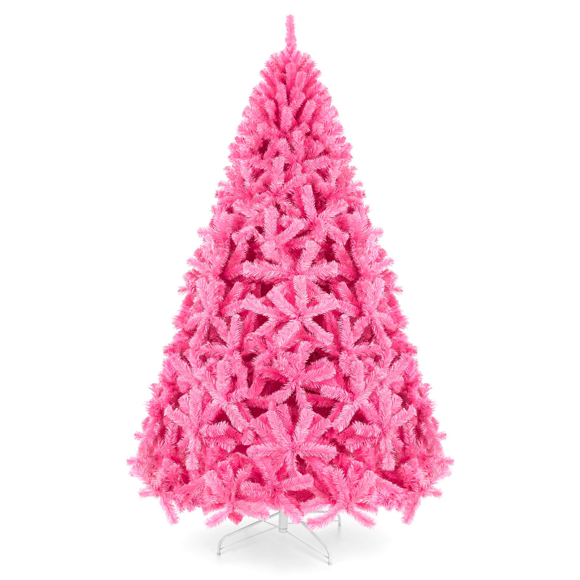 Artificial Pink Christmas Full Tree Festive Holiday Decoration w/ Stand, 9'