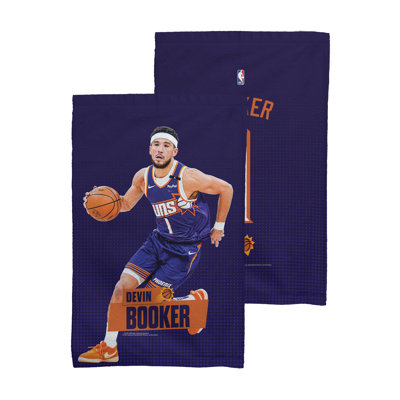 Ensemble de 2 serviettes de bain NBA Phoenix Suns Devin Booker, sous licence, ultra douce et absorbante, serviette de sport, 16 x 25 pouces