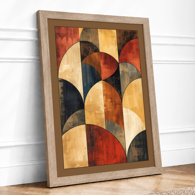 Earth Geometry Mid-Century - Framed Print, A1 - 84.1 x 59.4 cm, Oak