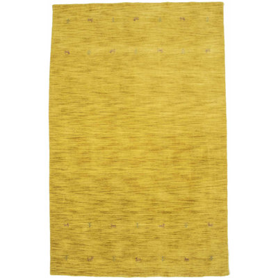 Tapis doré en laine tissé à la main