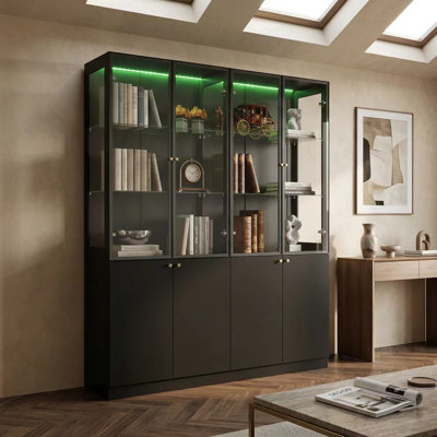 78.7" H 8-Door Glass Display Stand With LED Lighting