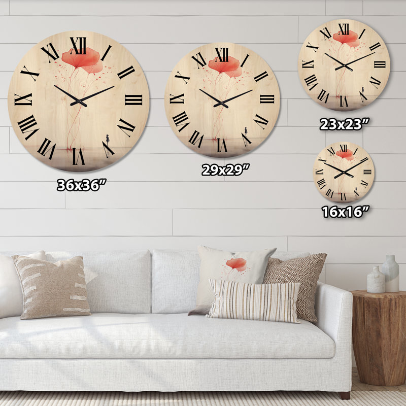 Horloge murale en bois massif Stoneville, Grand