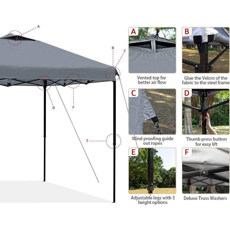 Tente pop up commerciale pour 12 personnes, Gris
