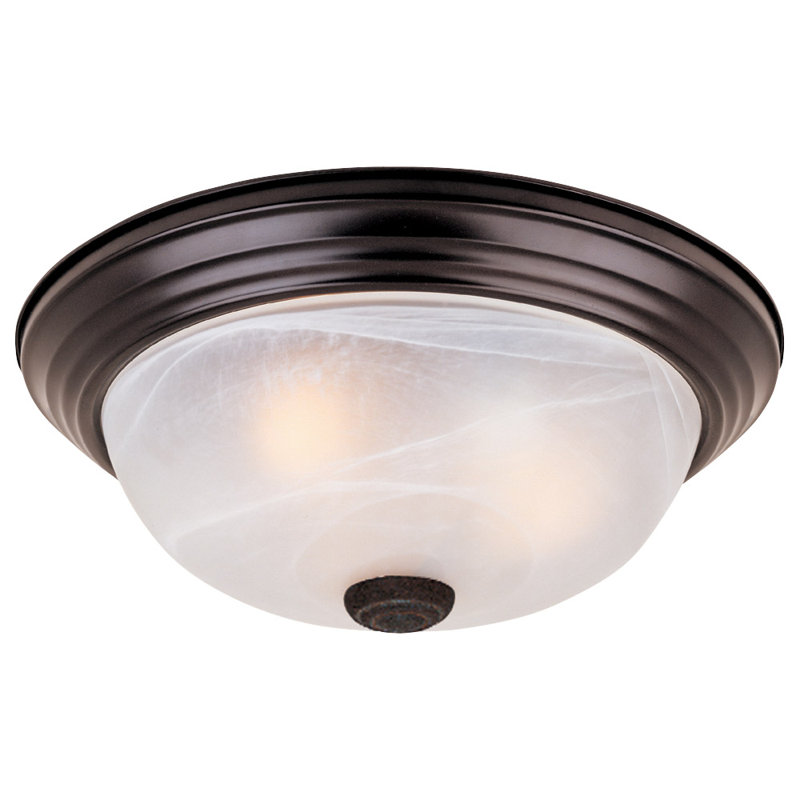 Plafonnier encastré simple Kaylor, Huilé Bronze/5,25 "H x 13,25 » W/blanc albâtre