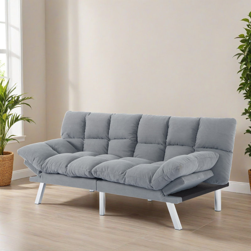 Canapé-lit futon convertible 67,31 po avec accoudoirs ajustables, causeuse pour salon, chambre à coucher, studio, appartement, dortoir, bureau à domicile, petit espace