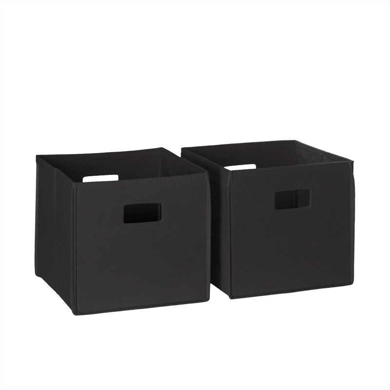 RiverRidge Kids 2pc Fabric Collapsible Storage Cube Organizers with Handles for Playroom Organization, Black