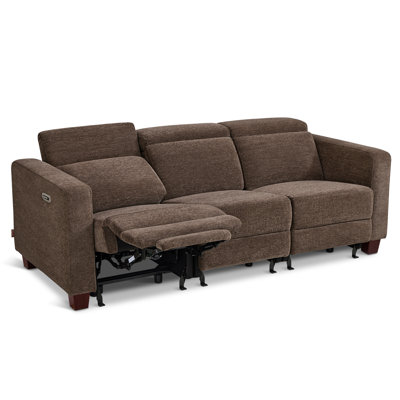 85.4" Wide 3 Seat Zero Wall Power Recliner Sofa with Adjustable Headrests,Independent Seat Controls