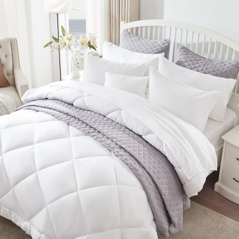 Polyester Box Stitch Comforter, Twin Comforter, White