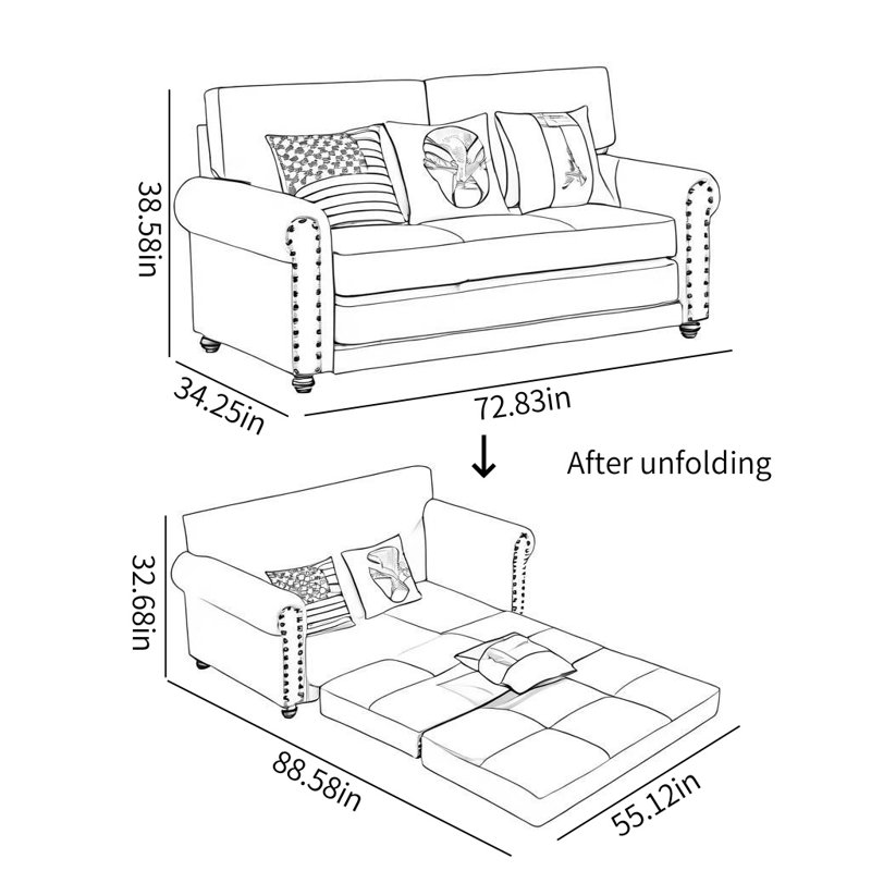 American Light Luxury Sofa Bed, Beige