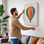 Geometric Hot Air Balloon Retro - Wrapped Canvas-1885294929-1885294940