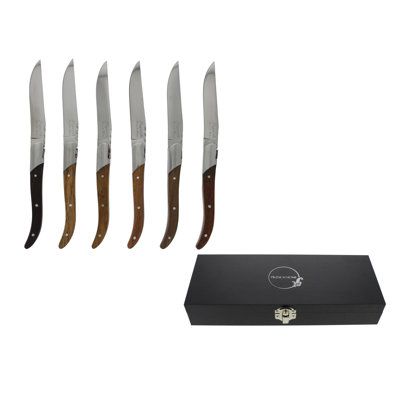 Laguiole Connoisseur Assorted Wood 6-Piece Steak Knife Set
