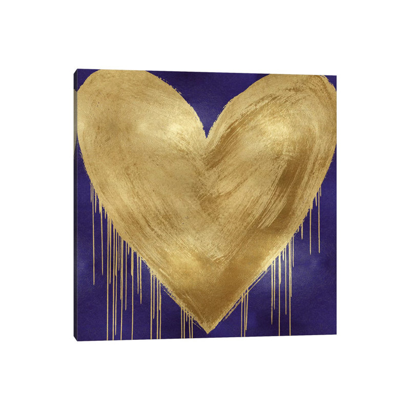 Big Hearted Gold On Purple by Lindsay Rodgers - Wrapped Canvas Print, 66.04 cm H x 66.04 cm W x 1.91 cm D