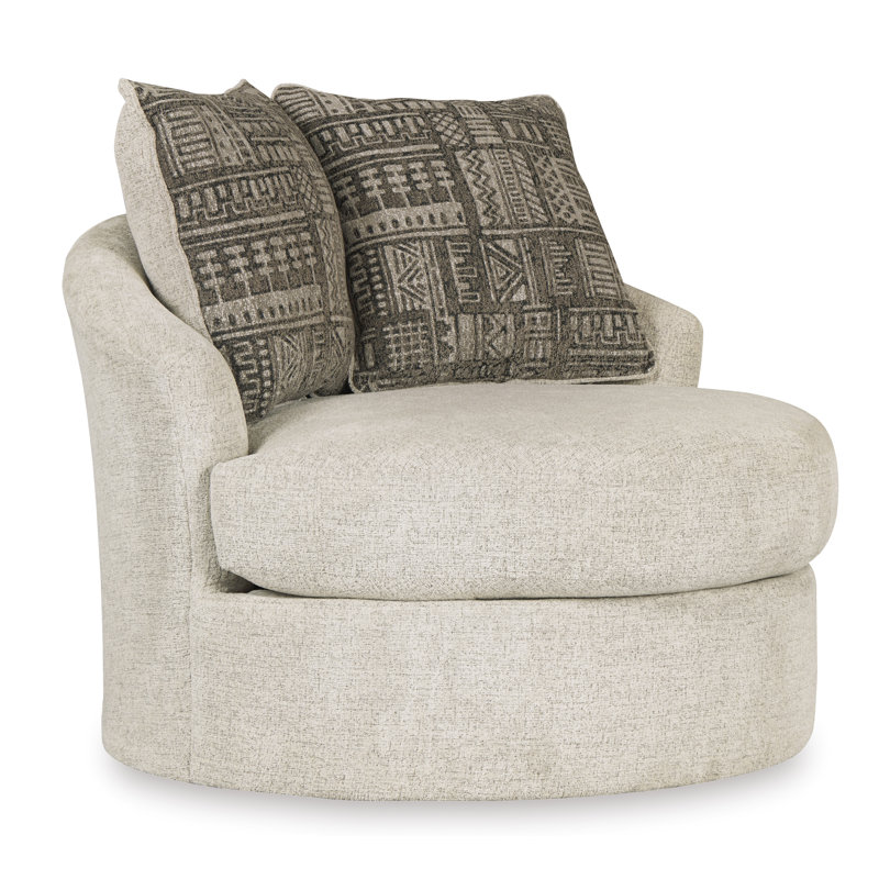 Sharetha Swivel Accent Chair, Beige Fabric
