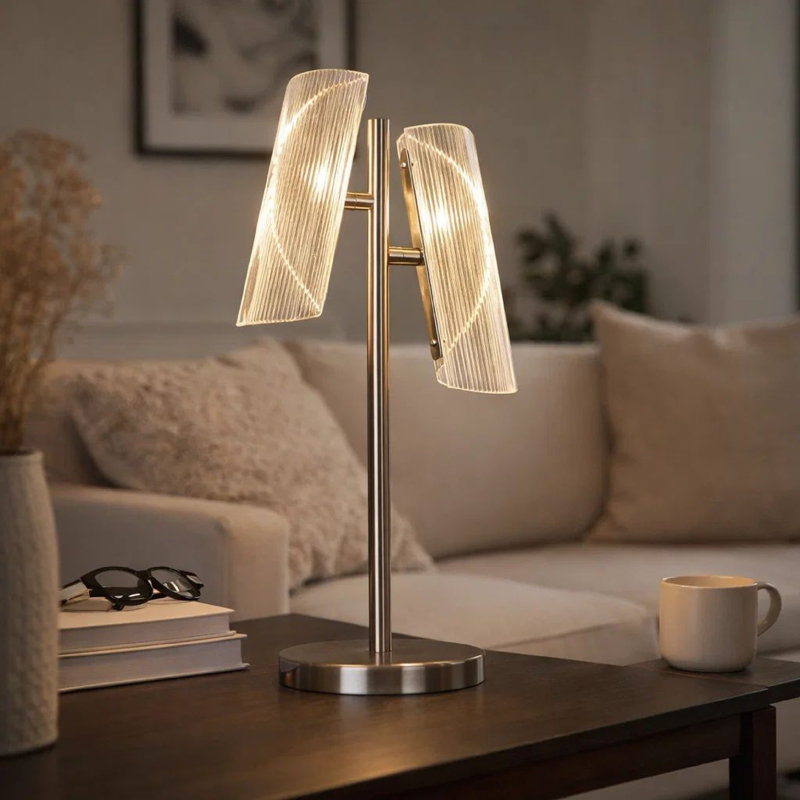 Lampe de table Spark 23 pouces avec base en métal et 2 abat-jours géométriques, or