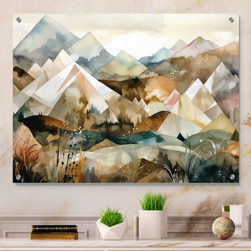 Exploration des montagnes argentiques évolutives II - Paysage moderne, art mural acrylique moderne, H 12 po x l 20 po