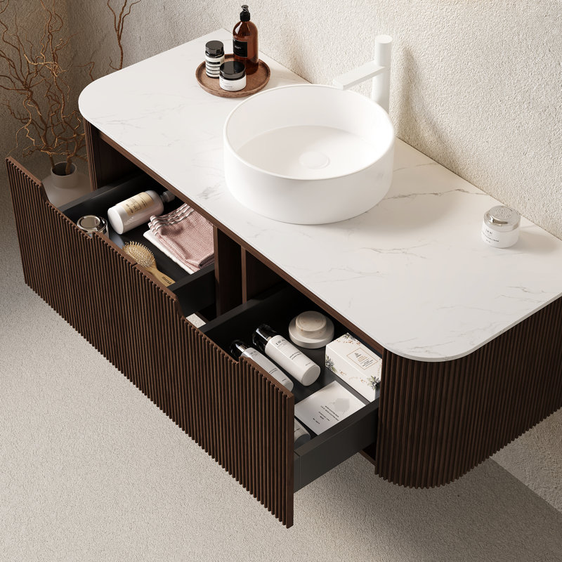 Ensemble de meuble-lavabo Halima, Noyer foncé