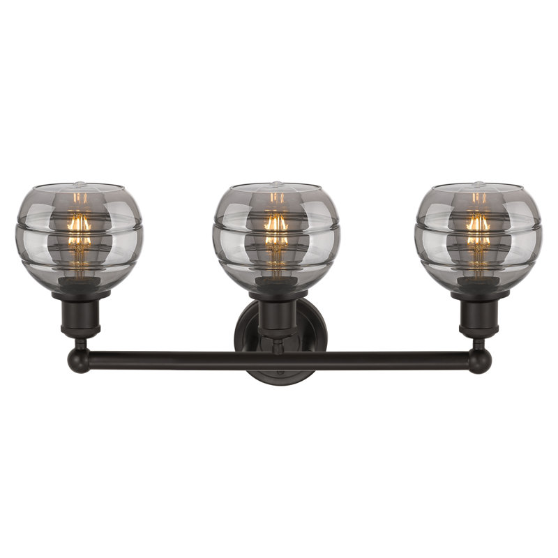Éclairage pour meuble-lavabo 3 lumières Natick, Gris fumée clair, Bronze huilé