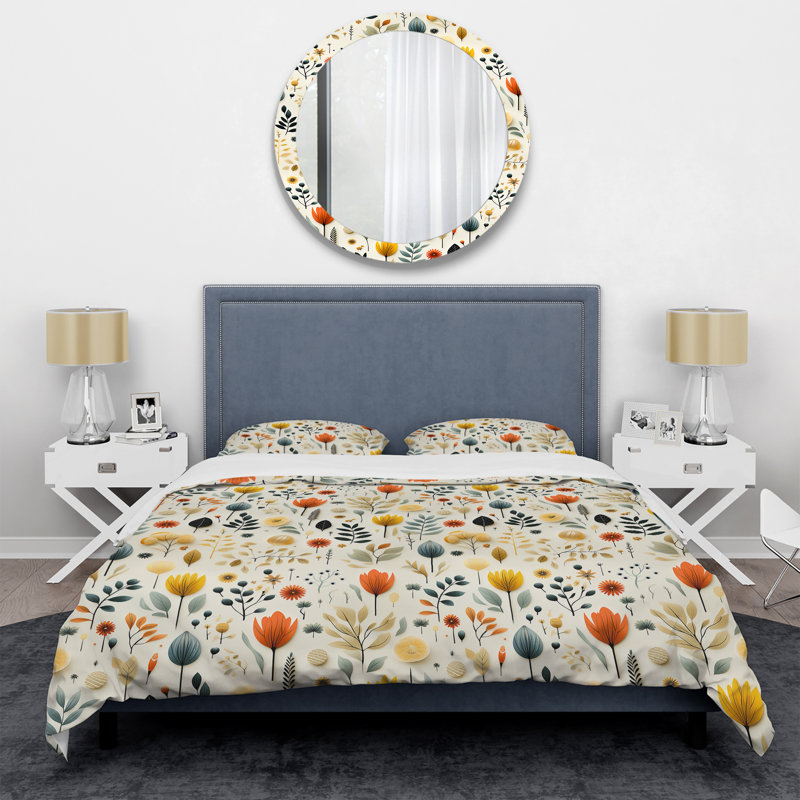 Simplicity In Scandinavian Flowers VI - Ensemble de housse de couette géométrique