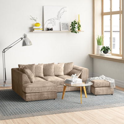 Moana 3 - Piece Upholstered Corner Sofa Chaise with Ottoman