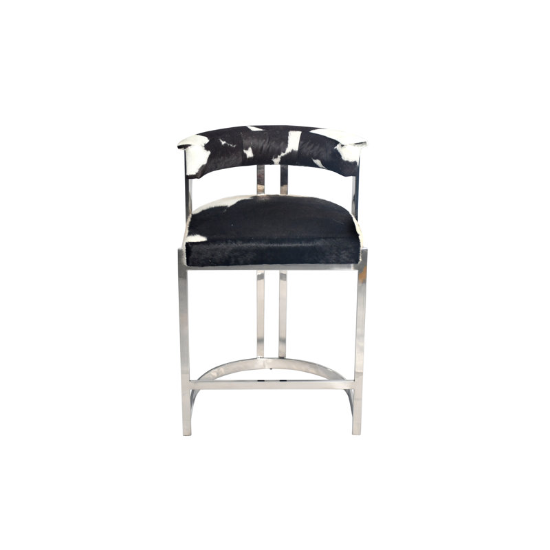 Fauteuil Novela Stainelss, Cuir véritable noir / blanc, Chrome