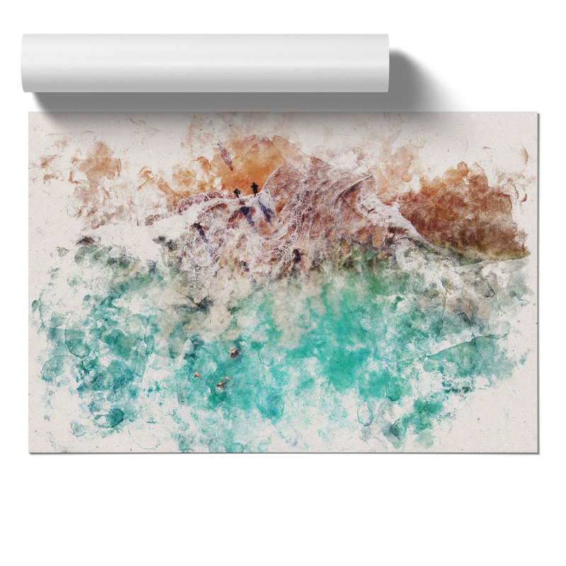 Bias Tugel Beach in Bali Watercolour - Frameless Print, 21cm H x 30cm W x 0.1cm D