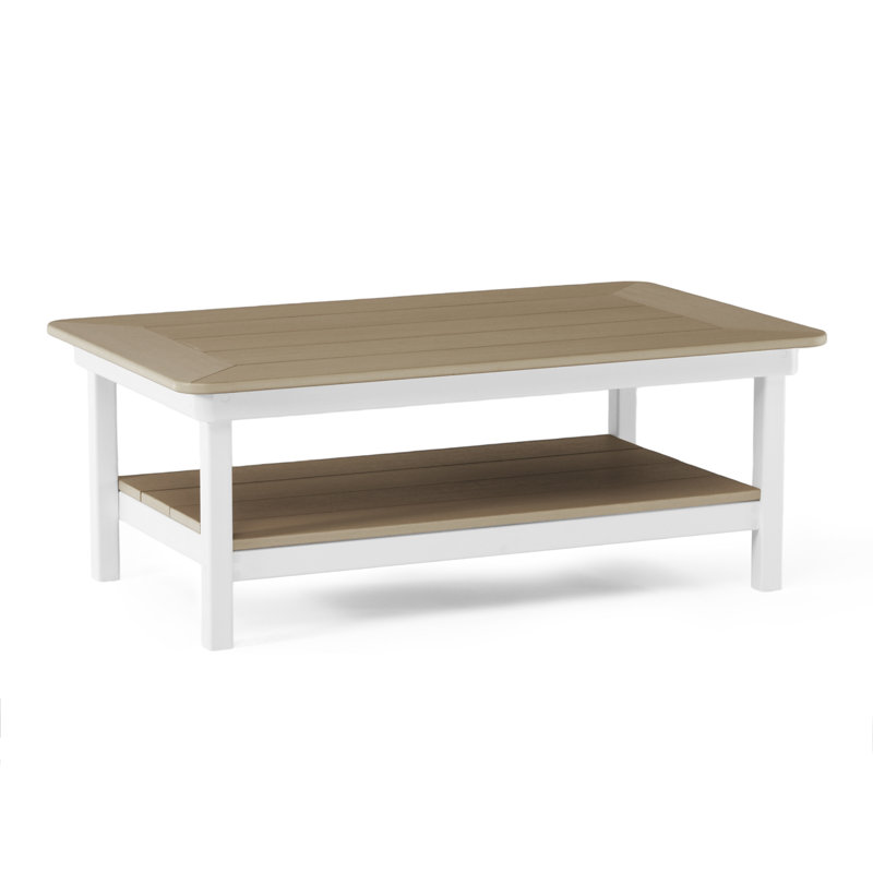 Table basse 44 po x 27 po, blanche, Beige Top/White Base