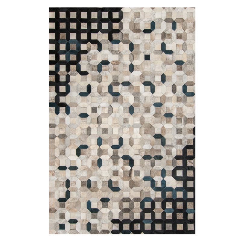 Trellis Cowhide Geometric Indoor Rug, Rectangle 2' x 3'