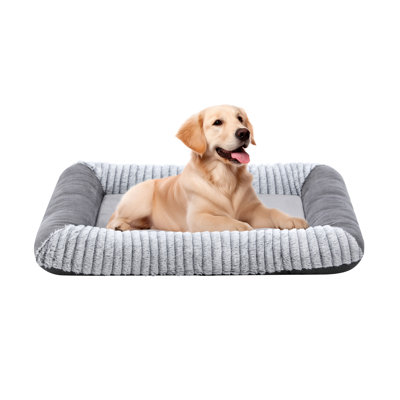 Lit orthopédique pour petit chien moyen jusqu'à 30 lb, tapis en mousse viscoélastique pour chiot chat, canapé moelleux moelleux pour animal de compagnie, coussin antidérapant moelleux et lavable, gris 28 po x 20 po