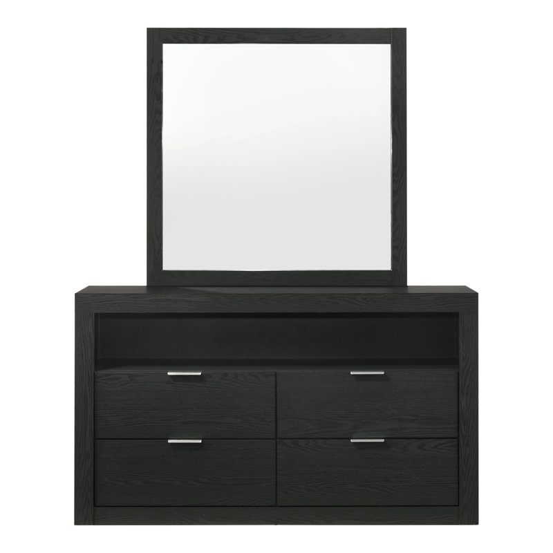 Ensemble commode et miroir 2 pièces Hildebran, Noir