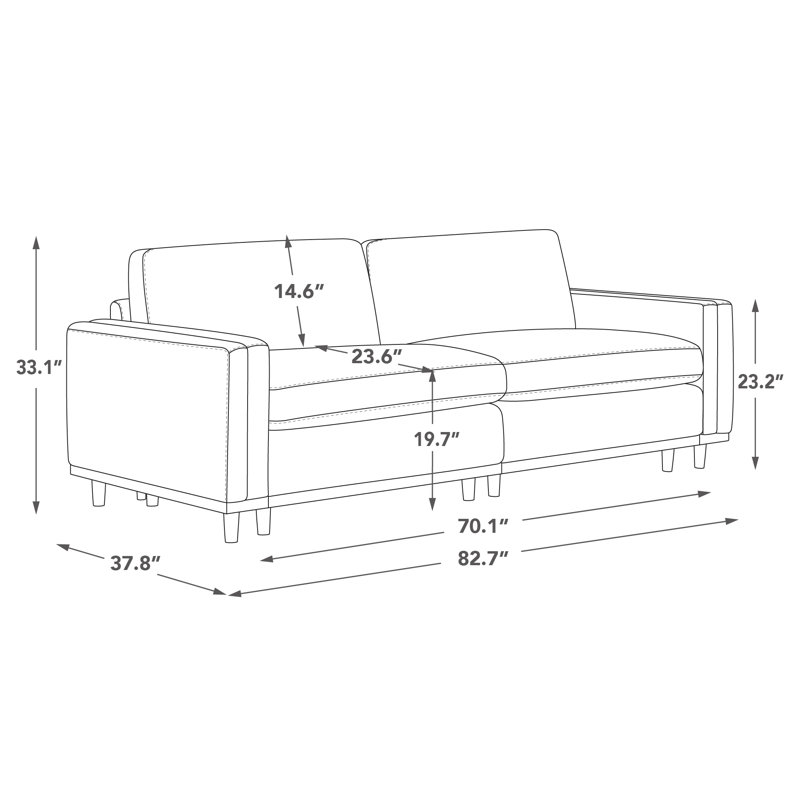 Laima 2-Piece 82.6" Oversized Modular Sofa With Solid Wood Legs, Linen