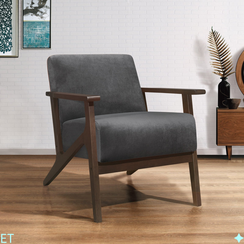 Structure en bois massif avec rembourrage de dossier de siège d'appoint 1 pièce Modern Home Furniture, Gris foncé