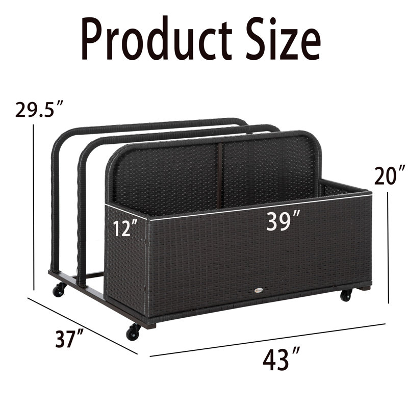 Wicker Patio Poolside Float Storage Basket,rolling Wheels For Floaties