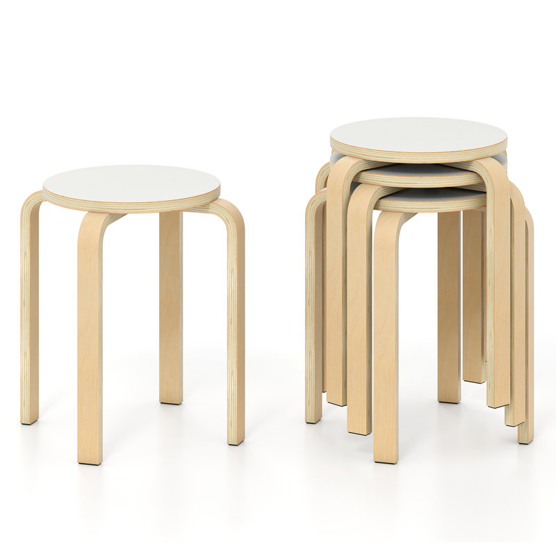 Ensemble de 4 tabourets empilables 18 po, Blanc
