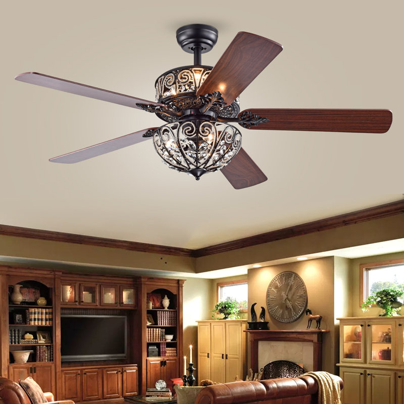 Hennis 52'' Ceiling Fan with Light Kit, Remote Control, Rustic Bronze