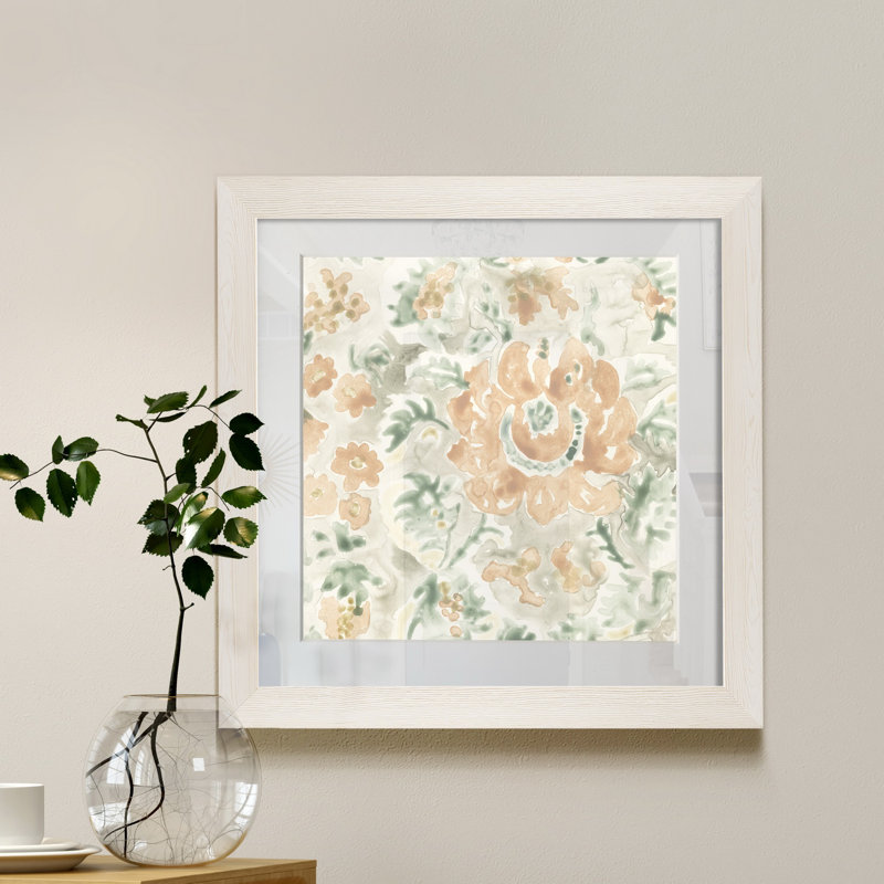 Tuile de jardin terre cuite, H 17 po x l 17 po x P 1,5 po, Papier encadré blanc