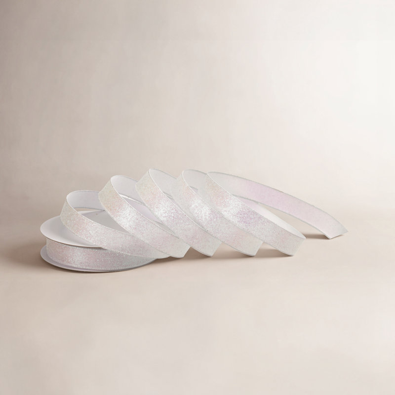 Ruban de satin scintillant câblé 1 po X20Y, Blanc