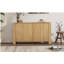 Buffet avec rangement 4 portes Trexm, buffet rétro en bois avec finition vieillie et tablettes réglables pour la salle à manger, la cuisine et le salon (naturel)
