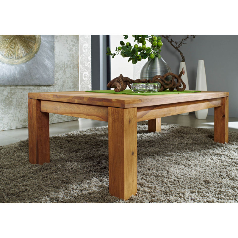 Solid Wood Four Leg Coffee Table, 42cm H x 130cm W x 74cm D	