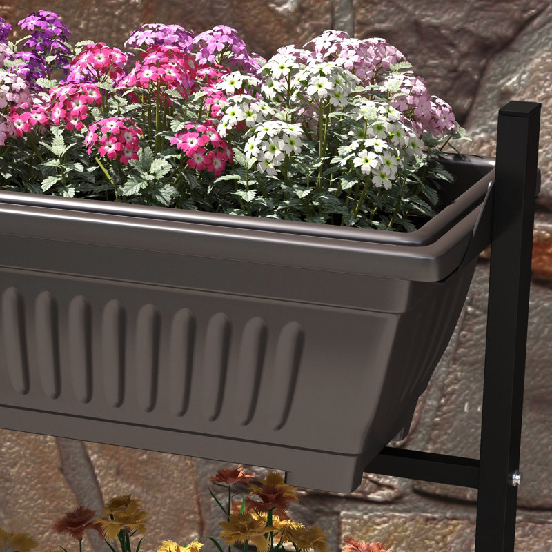 Shamarra Vertical Raised Garden Bed with Wheels, 4 Container Boxes, Brown
