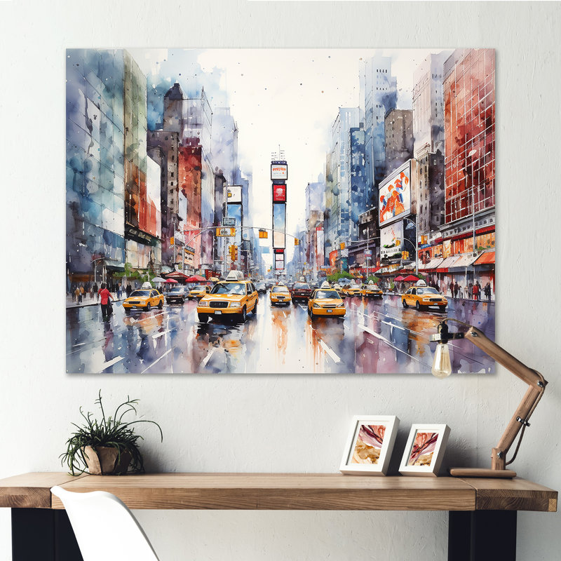 Times Square, paysage urbain de New York I - art mural New York, Toile tendue, H 24 po x l 32 po x P 1 po