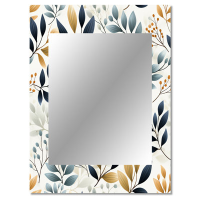 Analeese Monochrome Botany - Plants Mirror, Boho Decorative Wall Mirror, Printed Metal Art