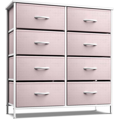 Sorbus Dresser with 8 Drawers with Steel Frame, Wood Top, and Fabric Bins