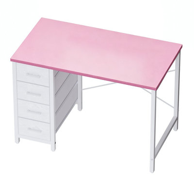 31.5" Modern Computer Desk with 4 Drawers Compact Home Office Writing Study Desk for Bedroom Small Spaces