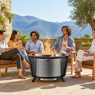 28.5-Inch Smokeless Wood Burning Outdoor Fire Pit for Backyard, Patio, Deck & Garden with Removable Ash Pan
