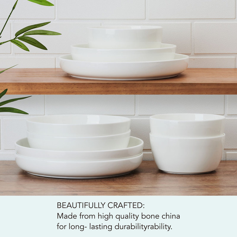 Delray 9-Piece Bone China Dinnerware Bowl Set, Service for 3