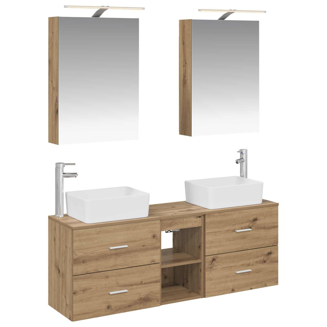 vidaXL Bathroom Furniture Set 5 pcs Engineered Wood and Glass Storage Unit