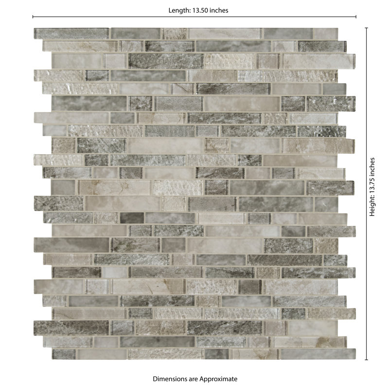 Interlocking 12 in. x 13 in. Glossy Glass Mosaic Wall Tile, Rustic Beige