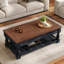 Table basse à plateau relevable avec compartiments de rangement cachés et tablette inférieure Rylorix