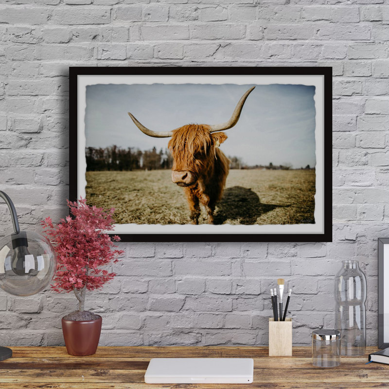 Wide Horns - Single Picture Frame Print, 38cm H x 45cm W x 3.81cm D