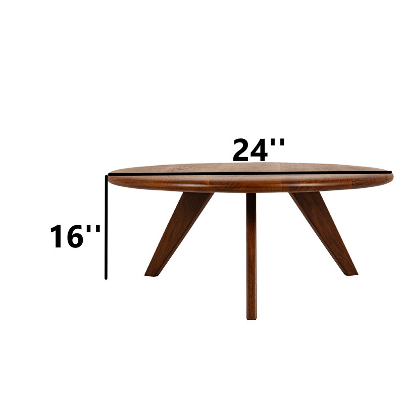 Table basse ronde en bois massif fabriquée à la main, H 16 po x L 24 po x l 24 po